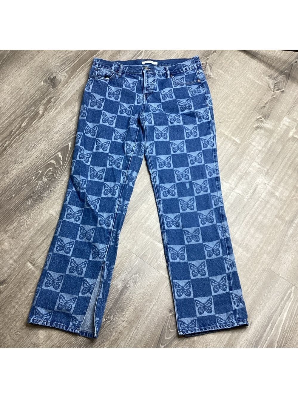 PacSun size 28 Blue Bootcut Jeans with Butterflies Print Summer Pants‎ GUC